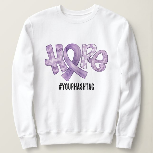 Sudadera Hope Awareness Ribbon Personalized Hashtag (Anverso del diseño)