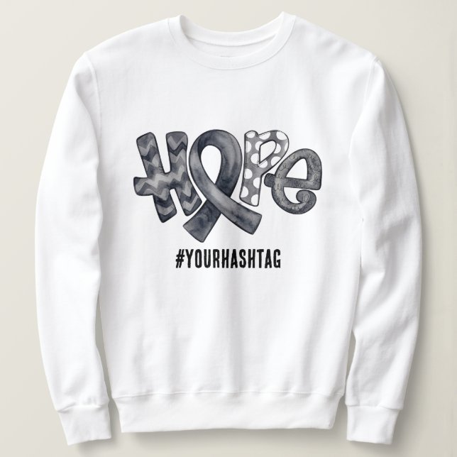 Sudadera Hope Awareness Ribbon Personalized Hashtag (Anverso del diseño)