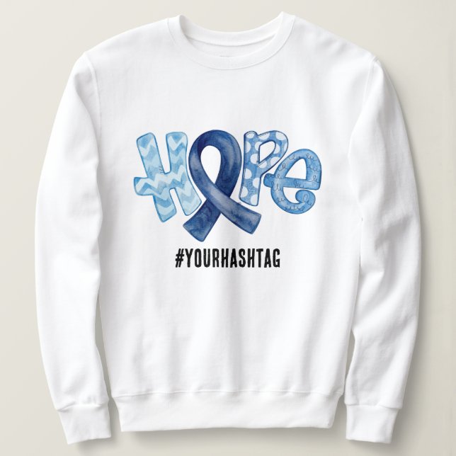 Sudadera Hope Awareness Ribbon Personalized Hashtag (Anverso del diseño)