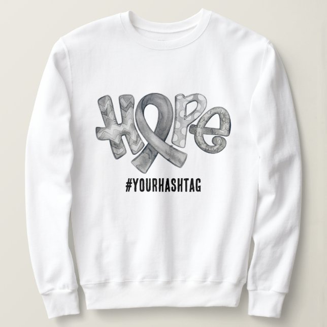 Sudadera Hope Awareness Ribbon Personalized Hashtag (Anverso del diseño)