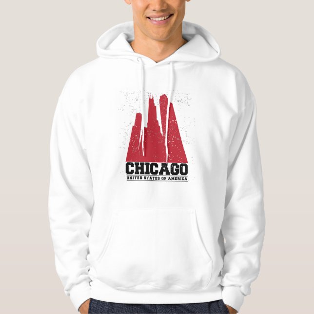 Sudadera Horizonte rojo de la ciudad de Chicago, Illinois (Anverso)
