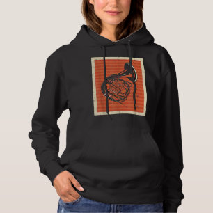 Sudadera Hornero de la música del cuerno francés retro vint