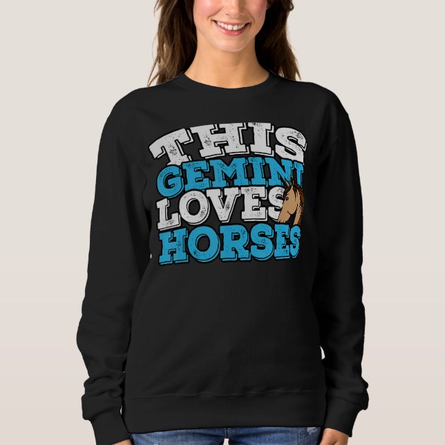 Sudadera Horoscope Zodiac Rótulo Gemini ama a los caballos (Anverso)
