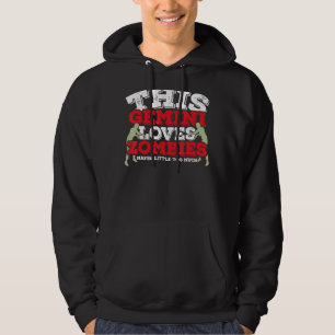 Sudadera Horoscope Zodiac Rótulo Gemini ama a los zombies