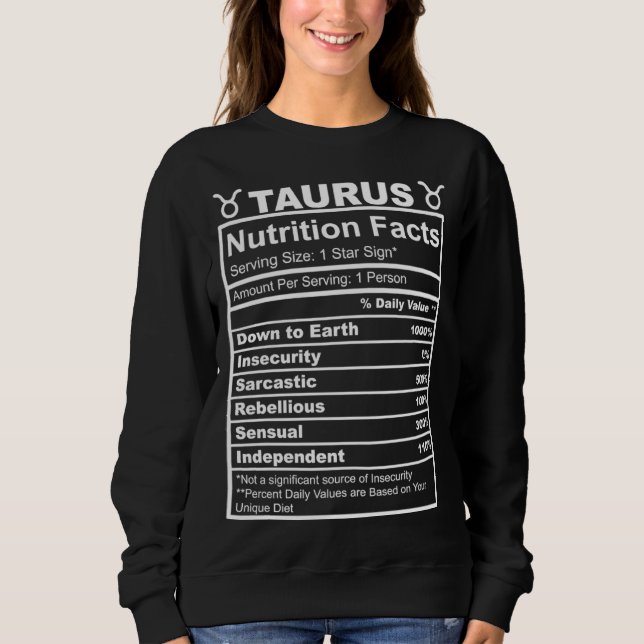Sudadera Horoscope Zodiac Sign Astrology Nutrition Facts Ta (Anverso)
