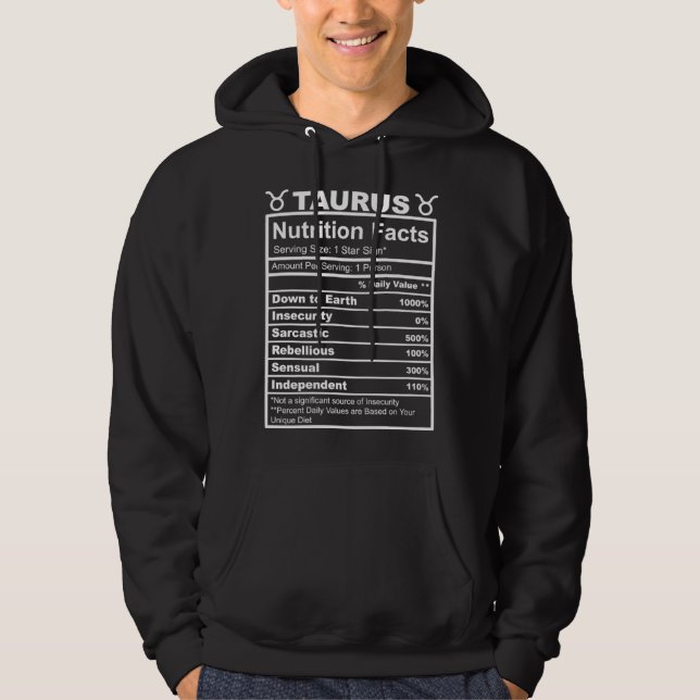Sudadera Horoscope Zodiac Sign Astrology Nutrition Facts Ta (Anverso)