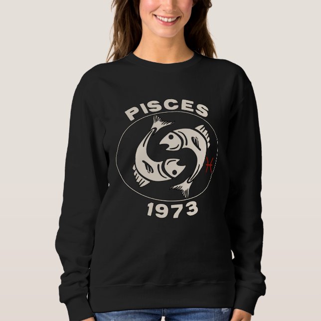 Sudadera Horoscope Zodiac Sign Fish Pisces 1973 (Anverso)
