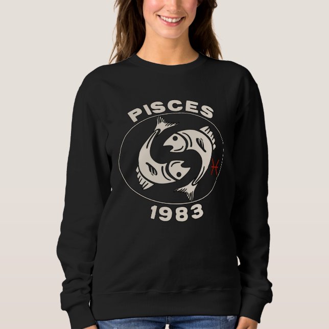 Sudadera Horoscope Zodiac Sign Fish Pisces 1983 (Anverso)