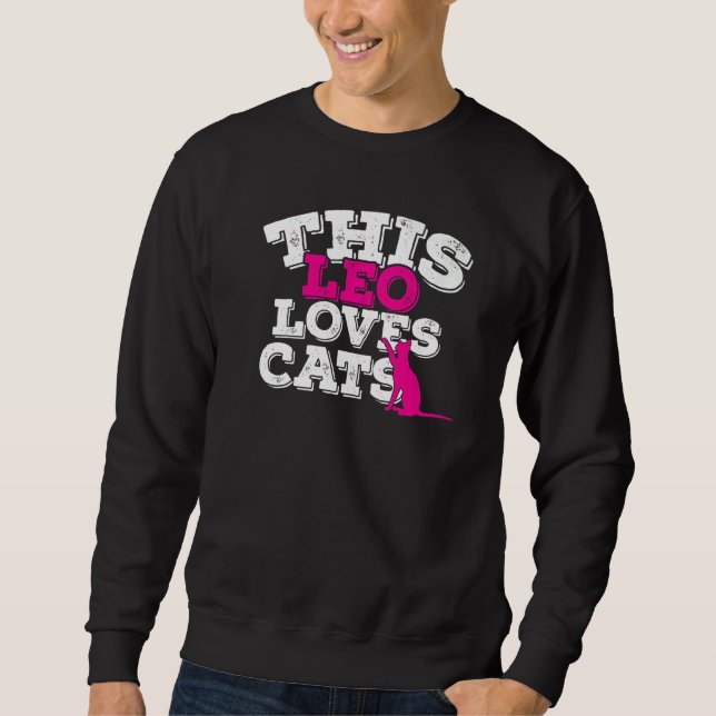 Sudadera Horoscopio Rótulo Zodiaco Leo ama a los gatos (Anverso)