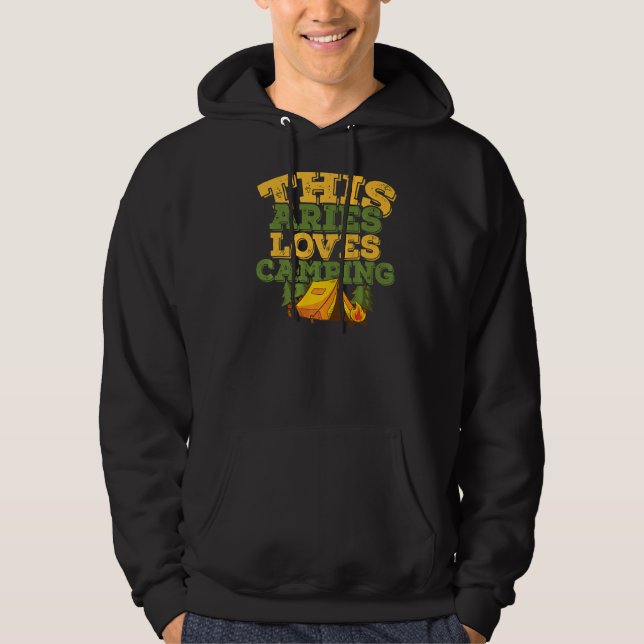Sudadera Horoscopio Zodiac Rótulo Aries Ama Camping (Anverso)