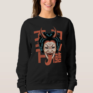 Sudadera Horror japonés Geisha Demon con larga lengua