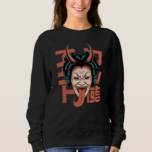 Sudadera Horror japonés Geisha Demon con larga lengua (Anverso)