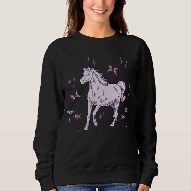 Sudadera Horse and Butterfly Animal  Cute Kid Western Retro (Anverso)