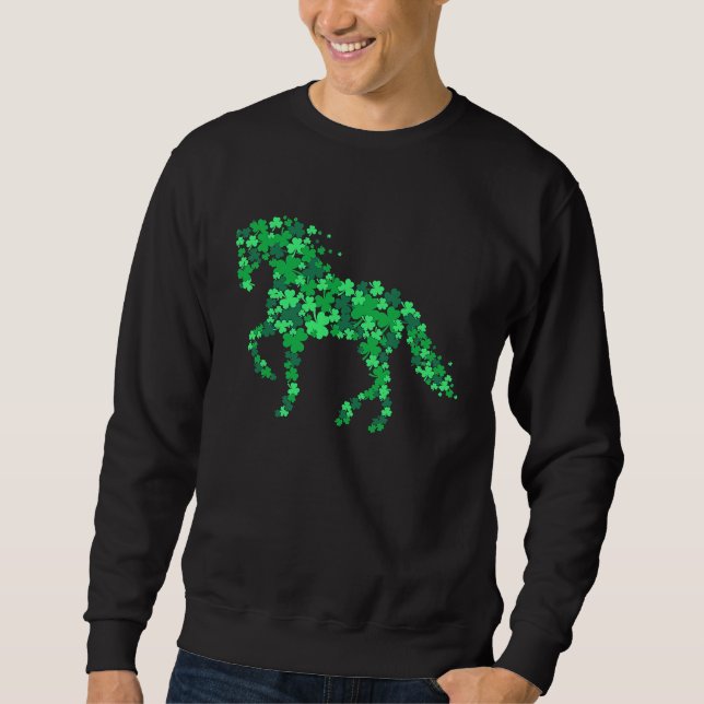 Sudadera Horse Shamrock Horseback Riding Equestrian St Patr (Anverso)