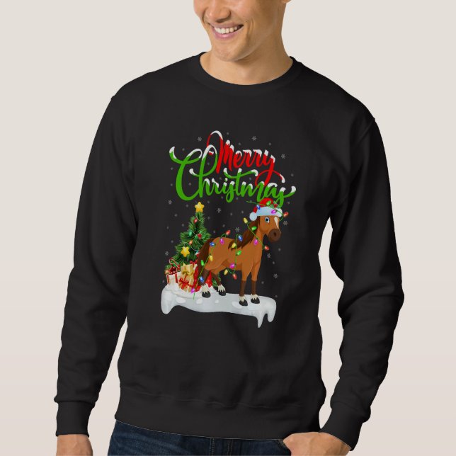 Sudadera Horse  Xmas Decorations Santa Horse Christmas (Anverso)
