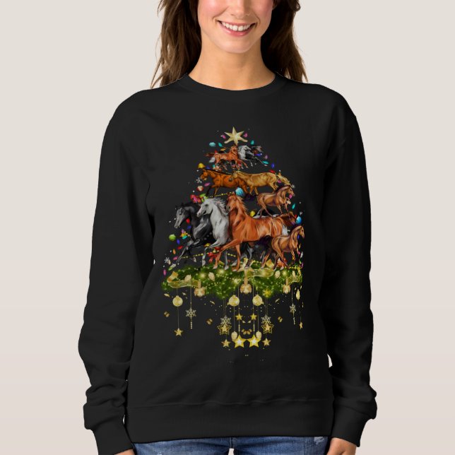 Sudadera Horses Christmas Tree Lights Holiday Horse (Anverso)