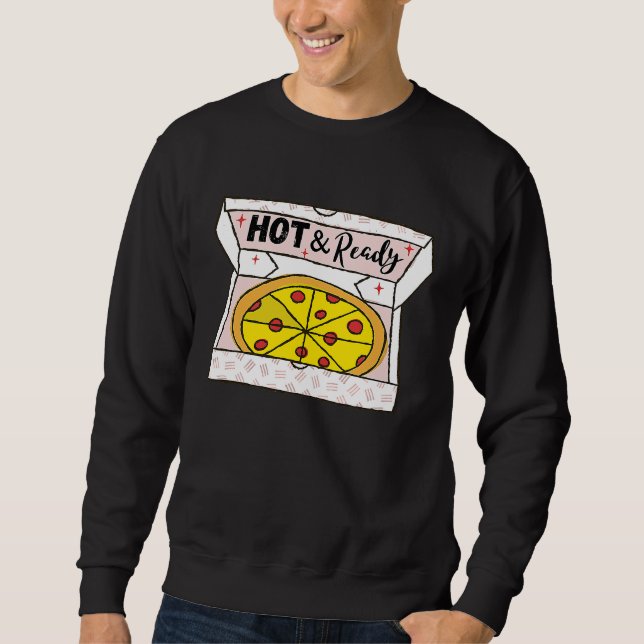Sudadera Hot And Ready Pizza Retro Valentine's Day Groovy R (Anverso)