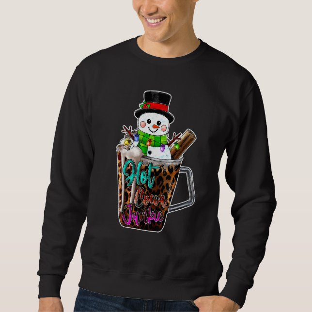 Sudadera Hot Cocoa Junkie Leopard Cute Snowman Merry Christ (Anverso)