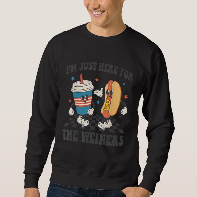 Sudadera Hot Dog I m Just Here For The Wieners 4Th Of July  (Anverso)