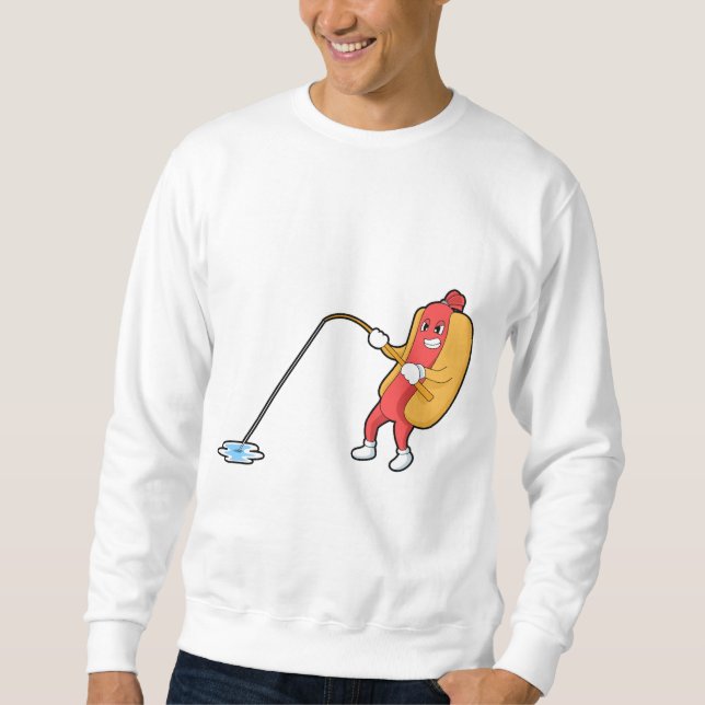 Sudadera Hotdog at Fishing with Fishing rod (Anverso)