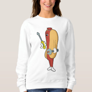 Sudadera Hotdog como mecánico con herramienta
