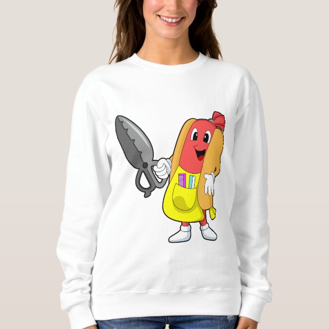 Sudadera Hotdog como peluquero con tijeras (Anverso)