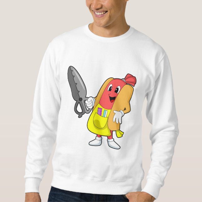 Sudadera Hotdog como peluquero con tijeras (Anverso)