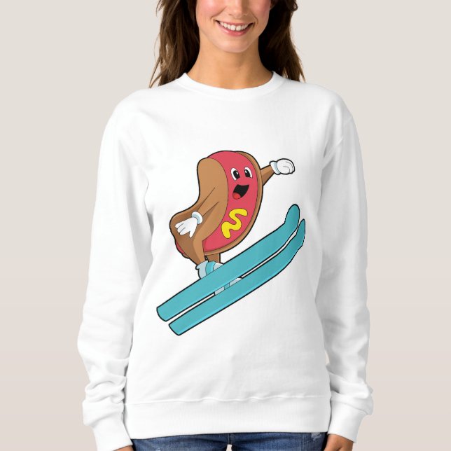Sudadera Hotdog como saltador de esquí con Ski.PNG (Anverso)