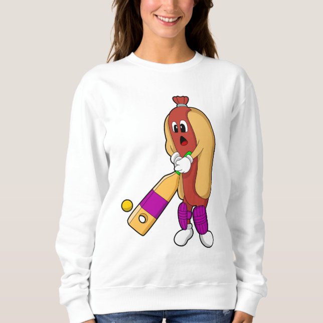 Sudadera Hotdog en Cricket con bate de críquet (Anverso)