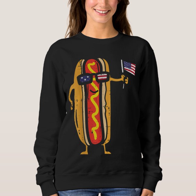 Sudadera Hotdog Gafas De Sol Bandera Americana Estados Unid (Anverso)