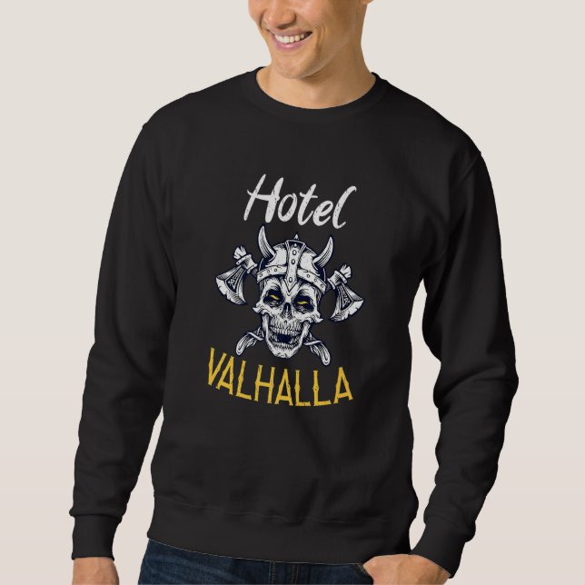 Sudadera Hotel Valhalla Odin Nórdico Viking (Anverso)