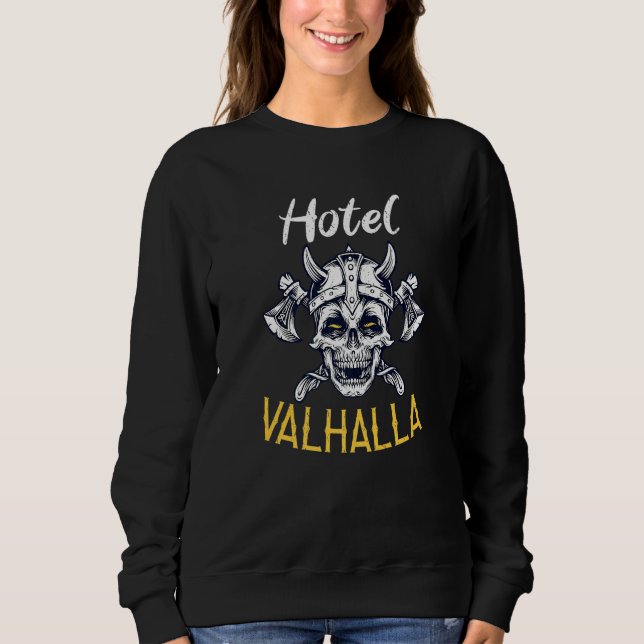Sudadera Hotel Valhalla Odin Nórdico Viking (Anverso)
