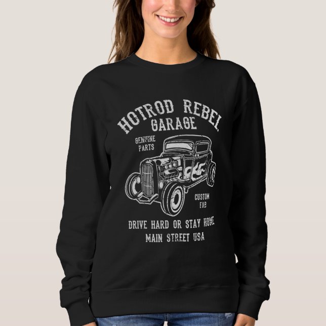 Sudadera Hotrod Rebel Automotive Nostalgia Old Car Distress (Anverso)