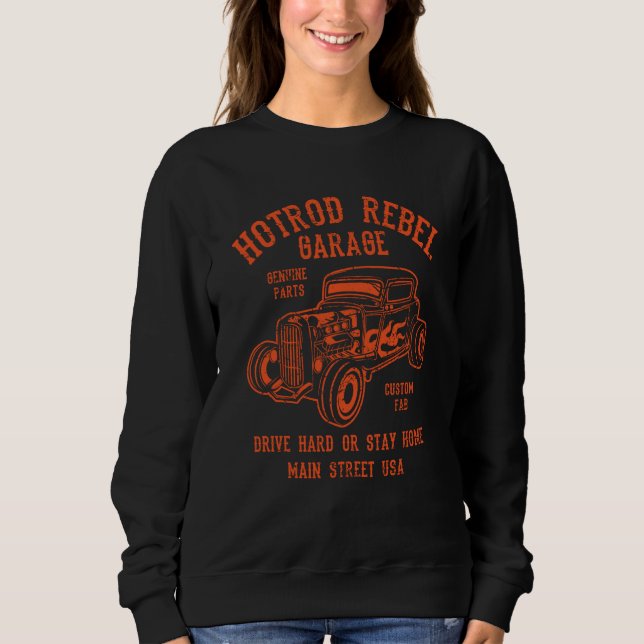 Sudadera Hotrod Rebel Automotive Nostalgia Old Car Distress (Anverso)