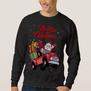 Sudadera Hound Afgano Con Santa Claus En Camión Rojo