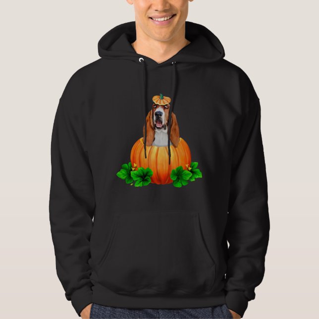 Sudadera Hound Basset Halloween Jack-O-Lantern (Anverso)
