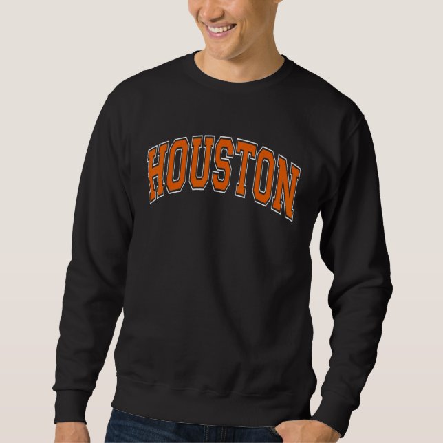Sudadera Houston Texas TX Varsity Style Orange Font (Anverso)