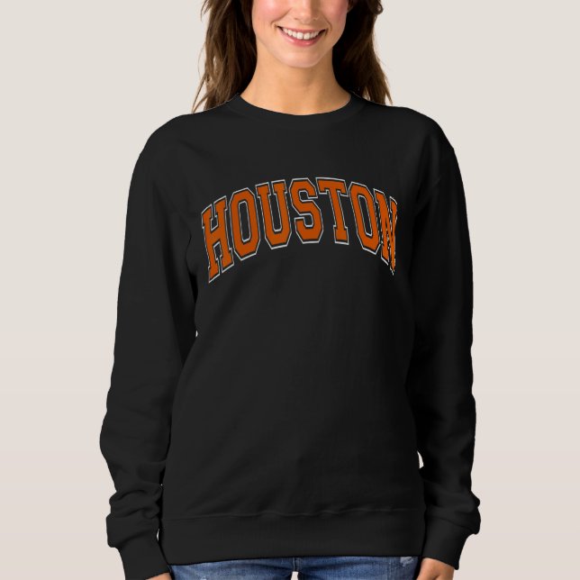 Sudadera Houston Texas TX Varsity Style Orange Font (Anverso)
