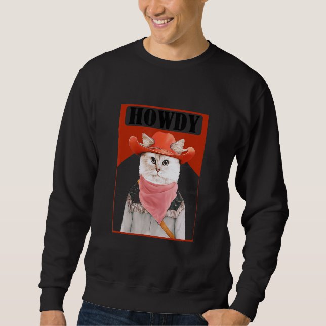 Sudadera Howdy  Cat Meme Texan (Anverso)