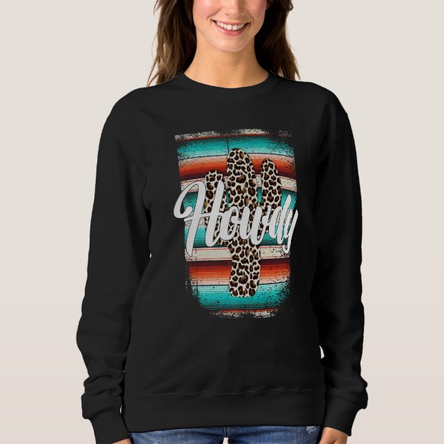 Sudadera HOWDY Leopard Cactus Serape Cactus print Turquoise (Anverso)