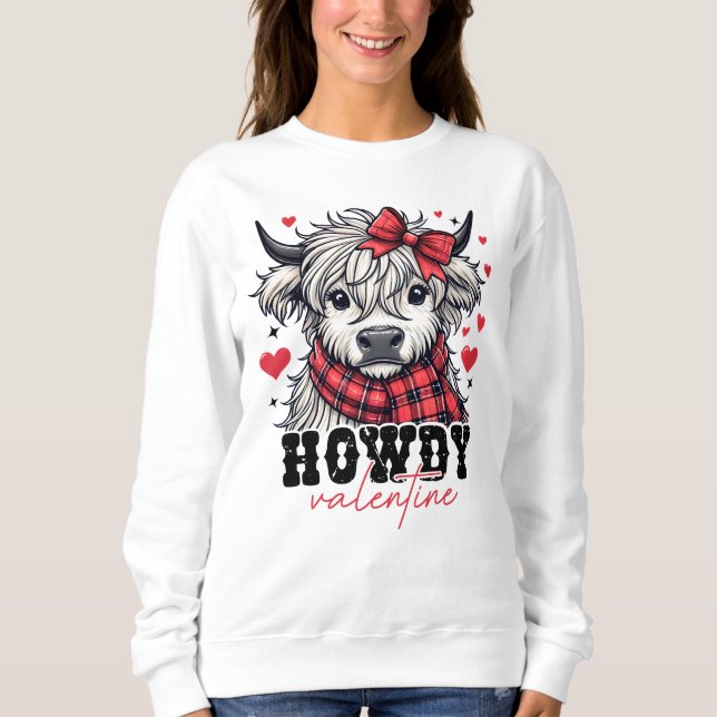 Sudadera Howdy Valentine Highland Cow (Anverso)