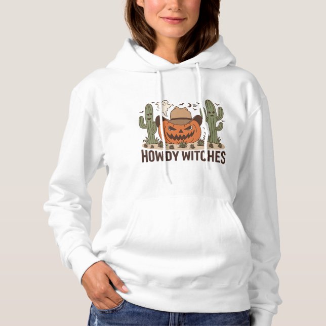 Sudadera Howdy Witch Halloween Western Design (Anverso)