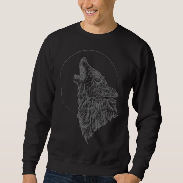 Sudadera Howling Wolf Moon Mandala Occult Wolf (Anverso)