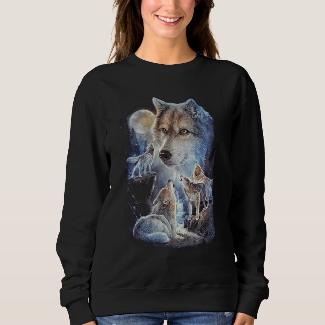 Sudadera Howling Wolf Mountain Moon Unisex (Anverso)