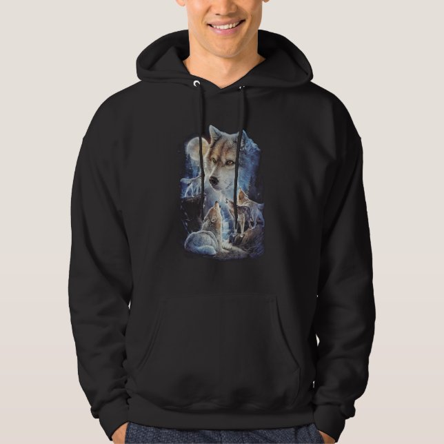 Sudadera Howling Wolf Mountain Moon Unisex (Anverso)