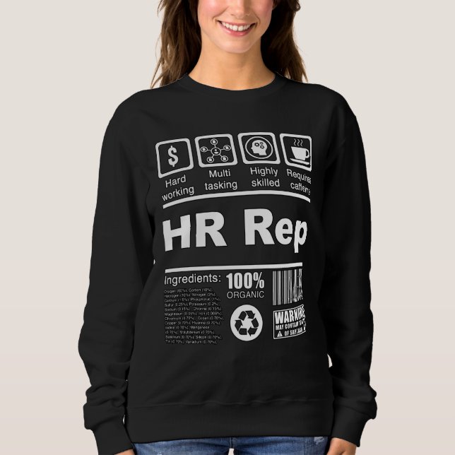 Sudadera HR Rep Nutritional Facts For HR Representatives (Anverso)