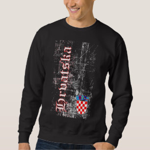 Sudadera Hrvatska Con Escudo En Estilo Retro Croacia