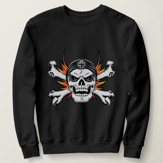 Sudadera Hueso de calavera con alas flamencas (Anverso del diseño)