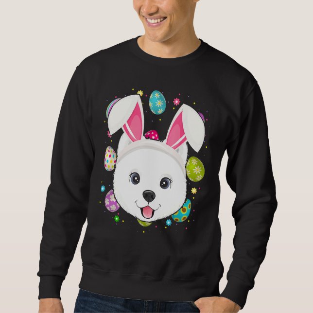 Sudadera Huevo de Pascua Conejo Oreja Perro Samoyed Face Se (Anverso)