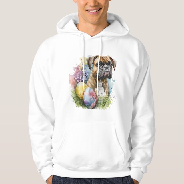 Sudadera Huevo de Pascua de Boxer, Feliz Boxer de Pascua (Anverso)